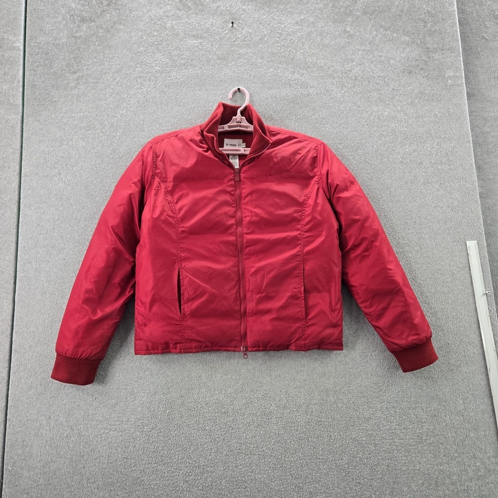 Calvin Klein Jeans Women Jacket L Red Down Nylon Puffer READ